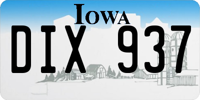 IA license plate DIX937