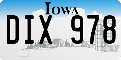 IA license plate DIX978