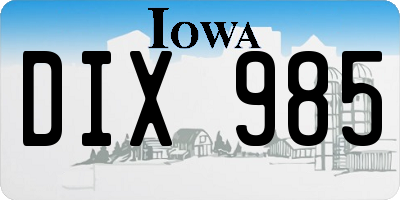 IA license plate DIX985
