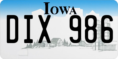 IA license plate DIX986