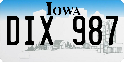 IA license plate DIX987