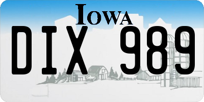 IA license plate DIX989