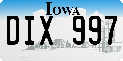 IA license plate DIX997