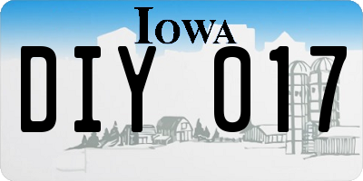 IA license plate DIY017