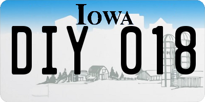 IA license plate DIY018