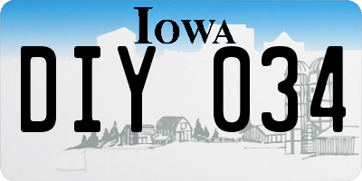 IA license plate DIY034