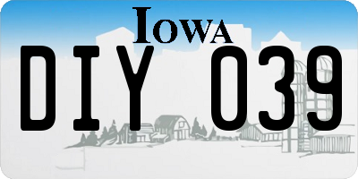 IA license plate DIY039
