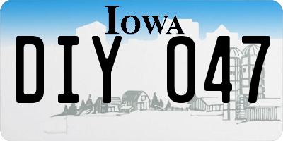 IA license plate DIY047
