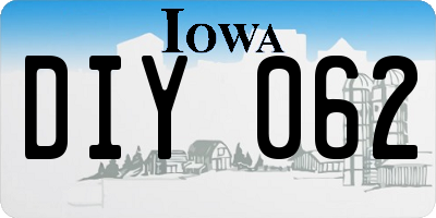 IA license plate DIY062