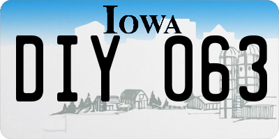 IA license plate DIY063