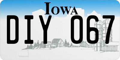 IA license plate DIY067