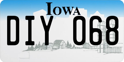 IA license plate DIY068