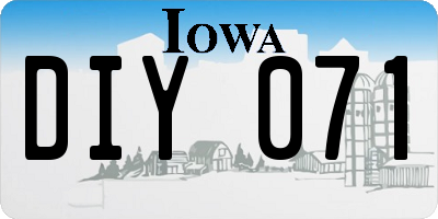 IA license plate DIY071