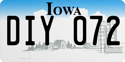 IA license plate DIY072