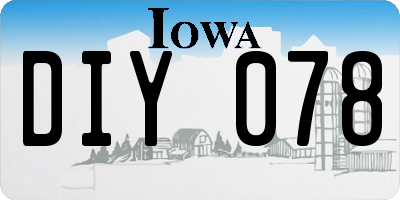 IA license plate DIY078