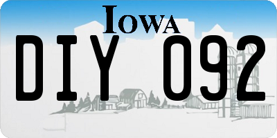 IA license plate DIY092