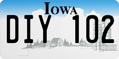 IA license plate DIY102