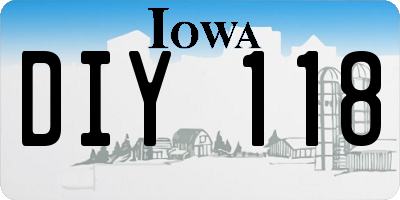 IA license plate DIY118