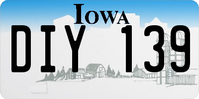 IA license plate DIY139