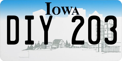 IA license plate DIY203