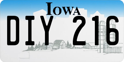 IA license plate DIY216