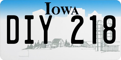 IA license plate DIY218