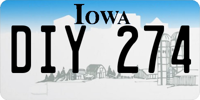 IA license plate DIY274