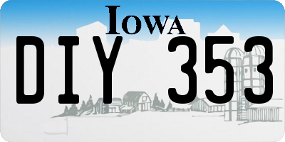 IA license plate DIY353