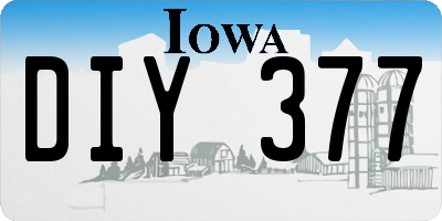 IA license plate DIY377