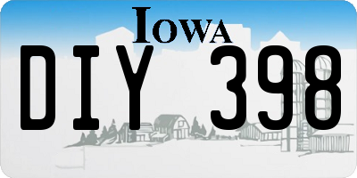 IA license plate DIY398
