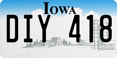 IA license plate DIY418