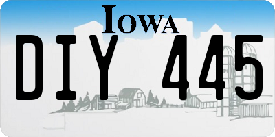 IA license plate DIY445
