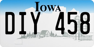 IA license plate DIY458