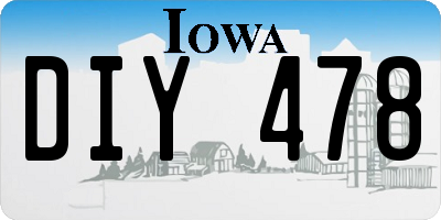 IA license plate DIY478