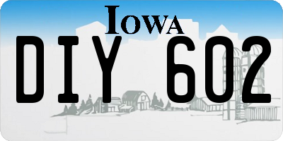 IA license plate DIY602