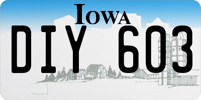 IA license plate DIY603