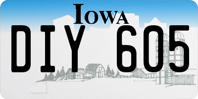 IA license plate DIY605