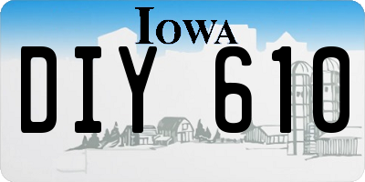 IA license plate DIY610