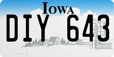 IA license plate DIY643