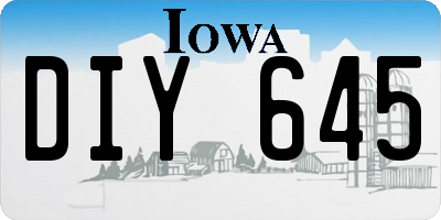 IA license plate DIY645