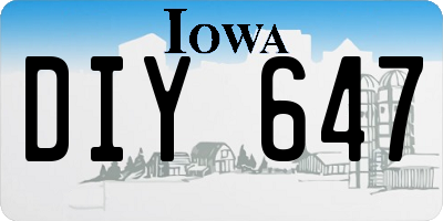 IA license plate DIY647
