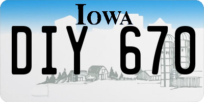 IA license plate DIY670