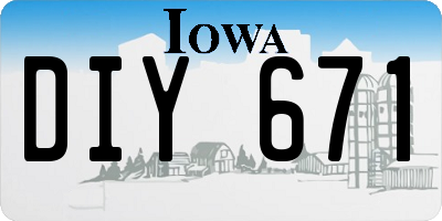 IA license plate DIY671