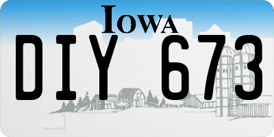 IA license plate DIY673