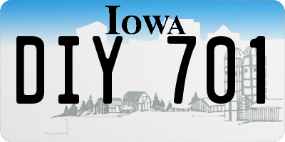 IA license plate DIY701