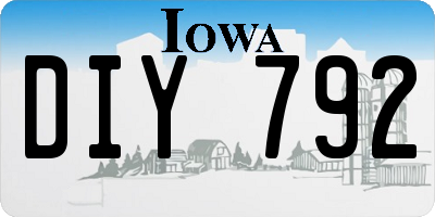 IA license plate DIY792