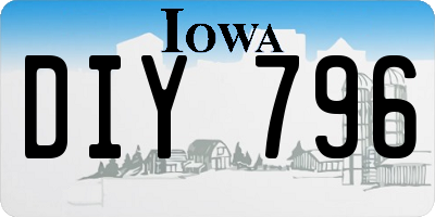 IA license plate DIY796