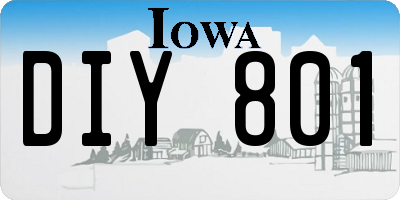 IA license plate DIY801