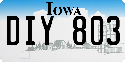 IA license plate DIY803