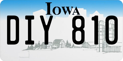 IA license plate DIY810